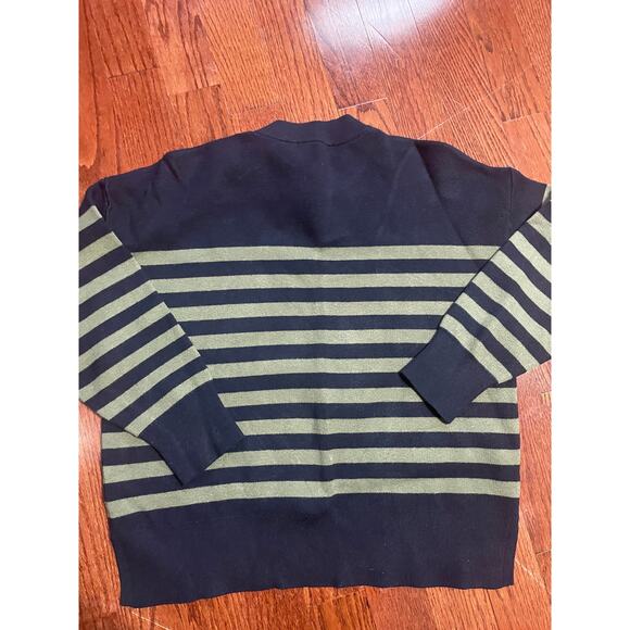 Zara Navy and Green Striped Sweater Size Sm - Picture 2 of 9